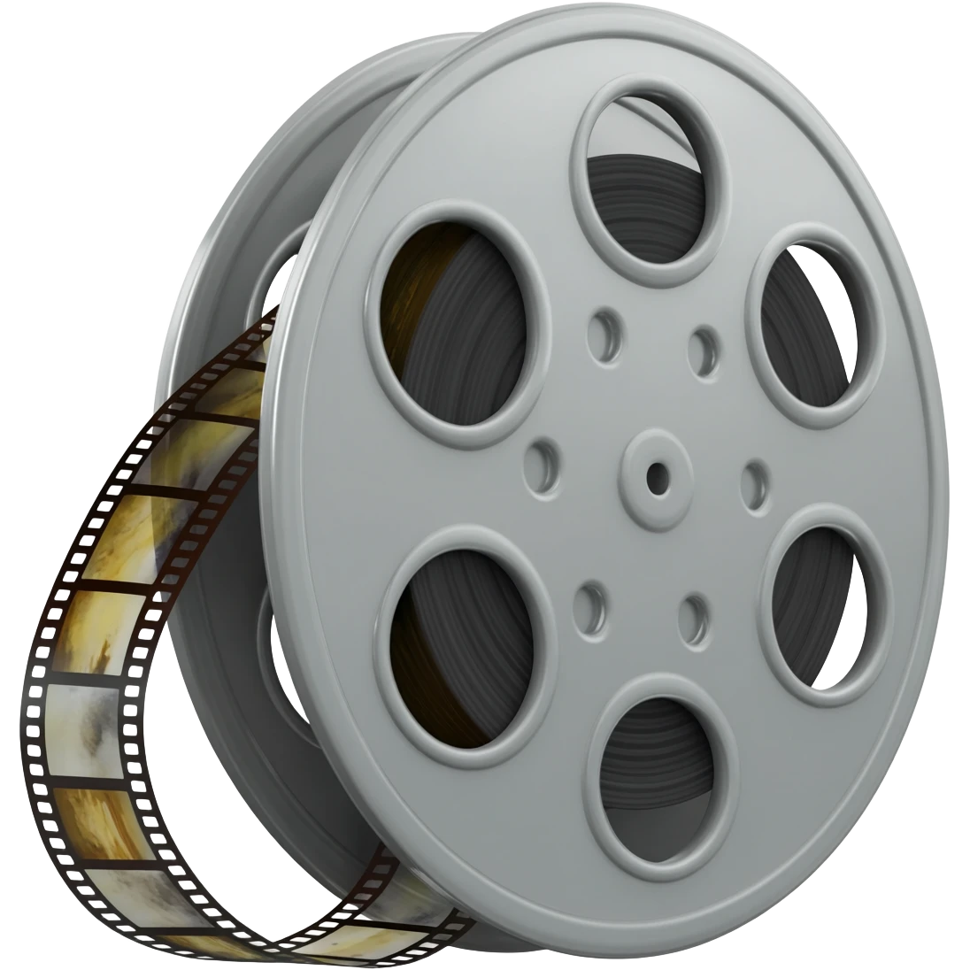 35mm movie film reel with a snippet of film sticking emoji