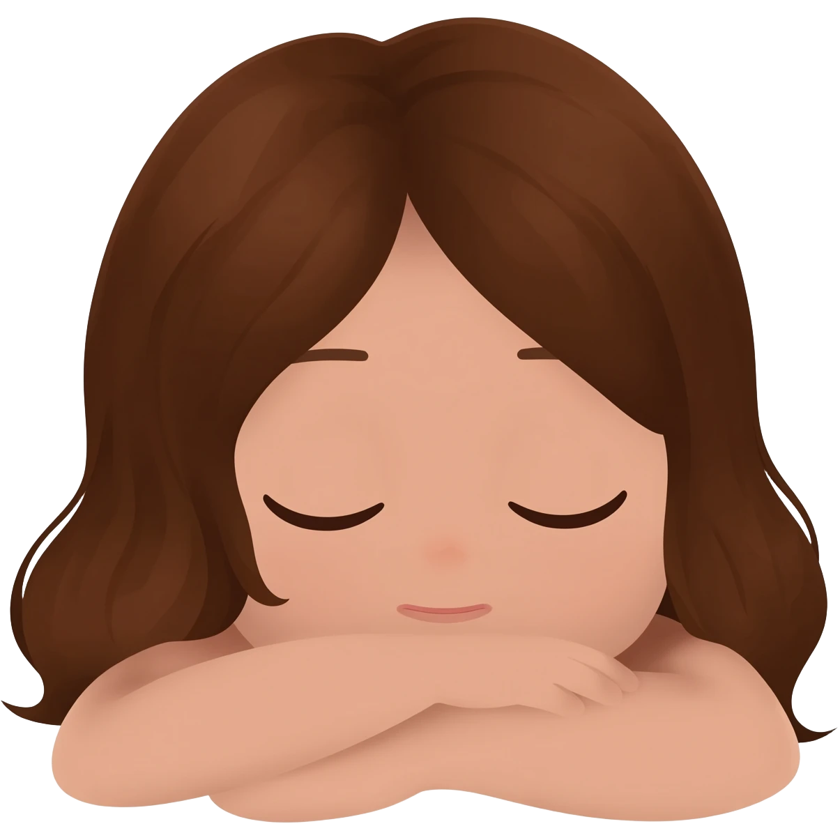 Brown Girl black hair sleeping with brown longhair emoji