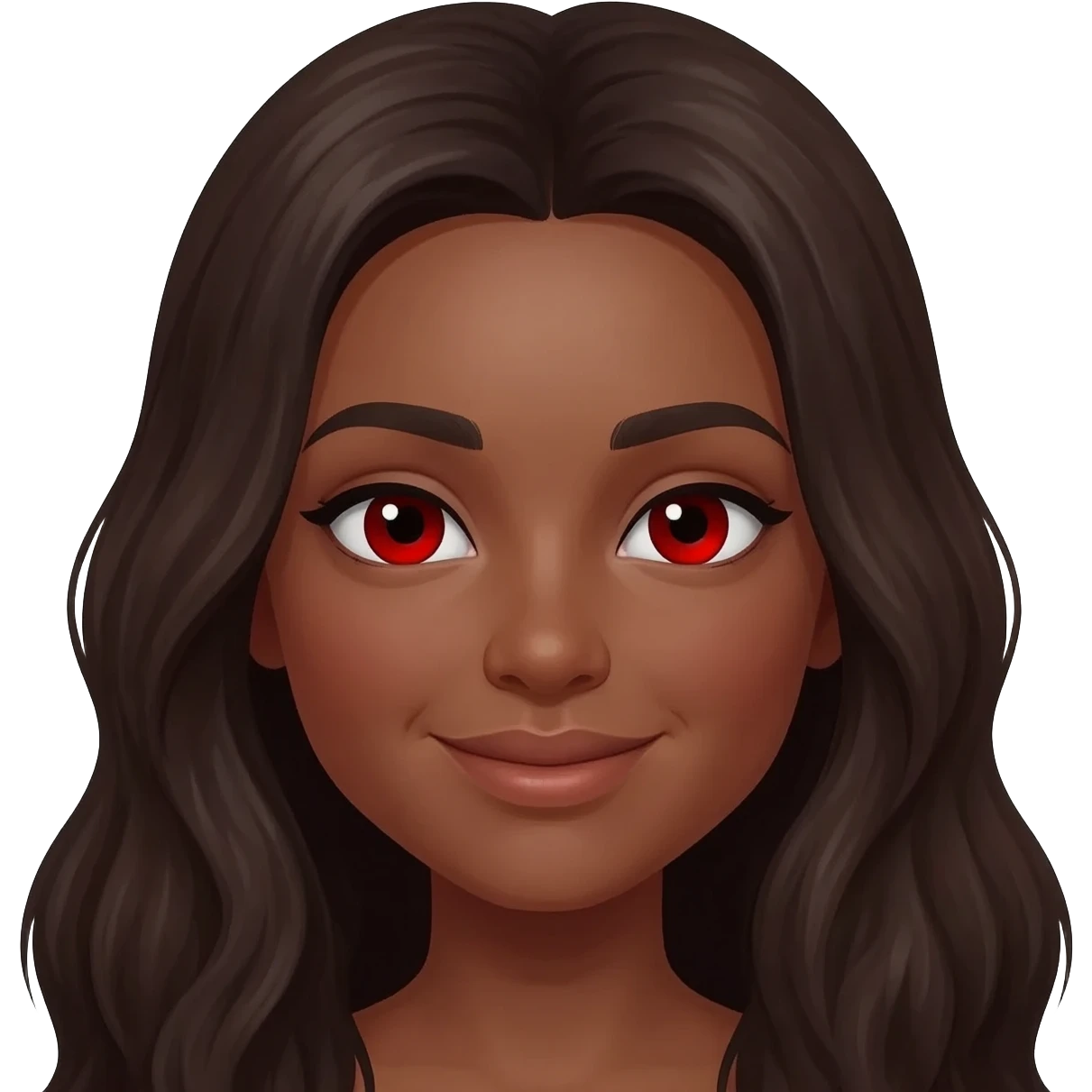 Morena clara con ojos rojos y pelo largo emoji