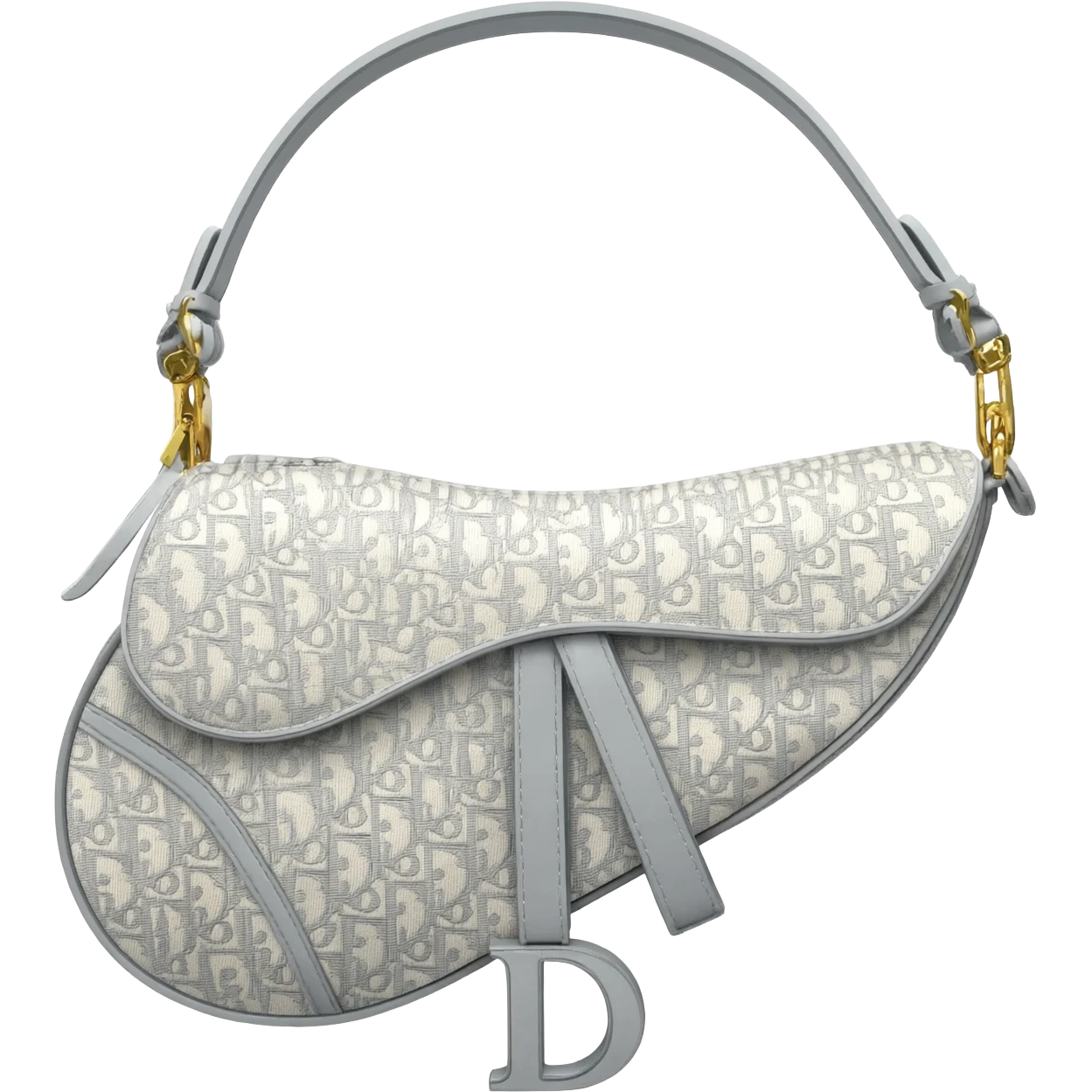 white dior printed saddle bag emoji