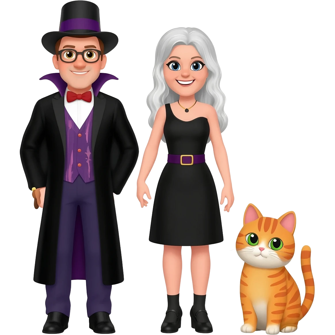 magician couple and their pet cat emoji