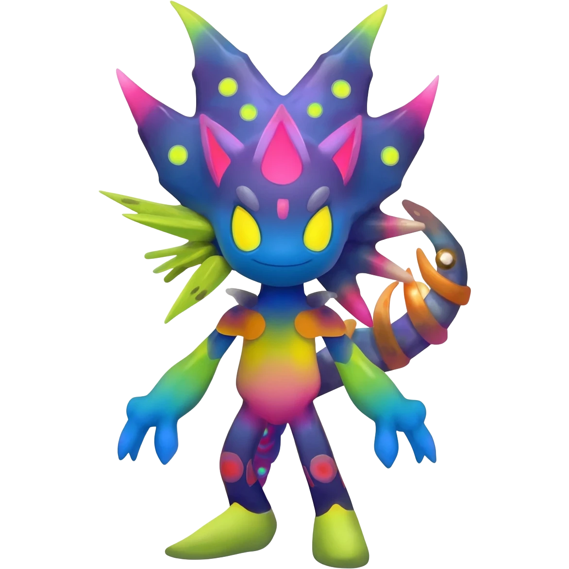 An exotic neon colorful unique bizarre eccentric Fakémon-creature emoji