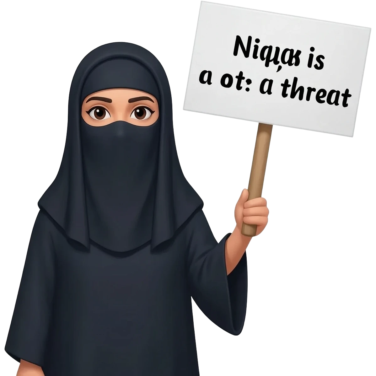 Okay I just want to you to create me an emoji of protesting against the avoidation of niqab emoji
