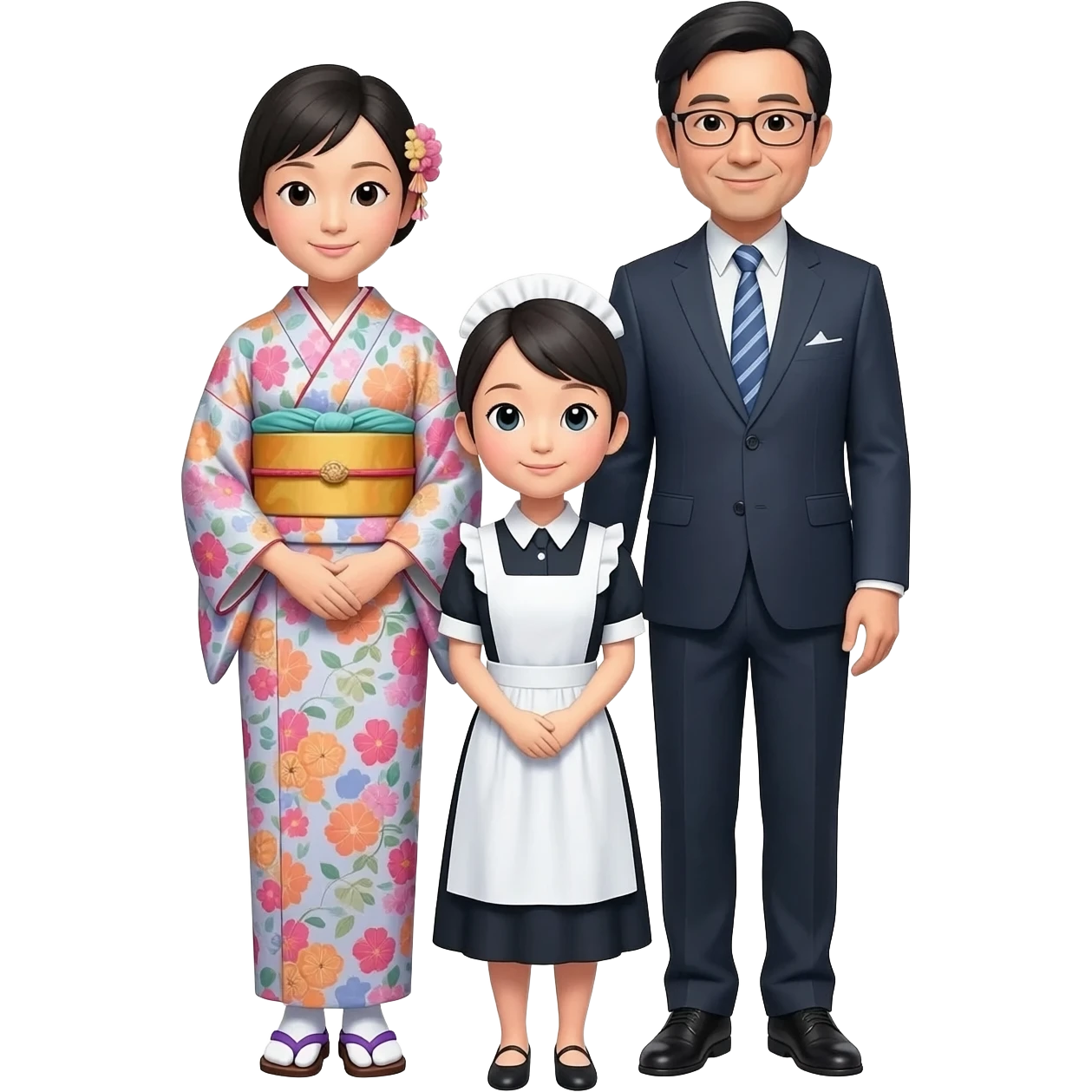 japan family mother and father with maid emoji