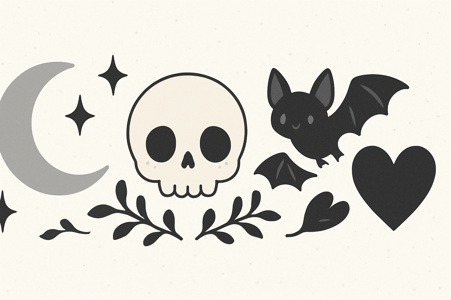 Remove any text from the goth banner, keep it cute, expressive, minimal, in the style of imagen-4-fast-KaUtLiSA10F. Maintain the goth banner's cute and minimal expressive style without text. emoji