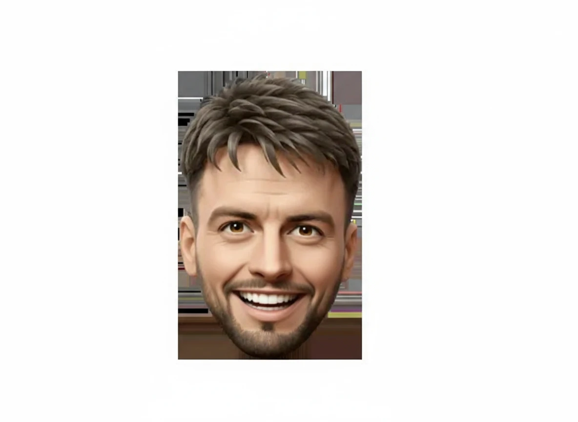 нарисуй лицо человека во вложении с такой же эмоцией, как у человека с лампочкой, без фона emoji