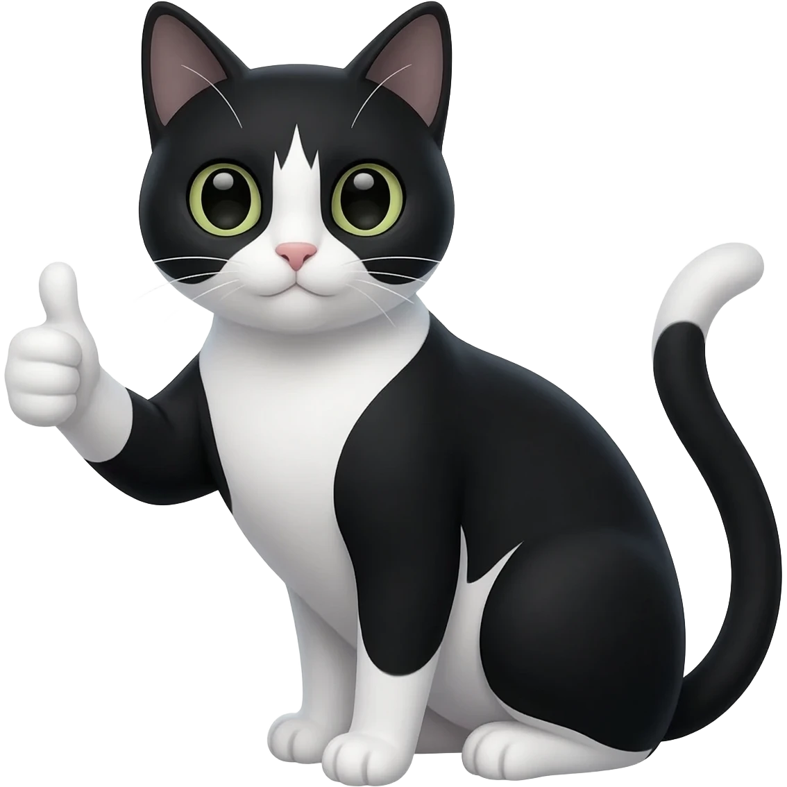 black and white cat thumbs up emoji