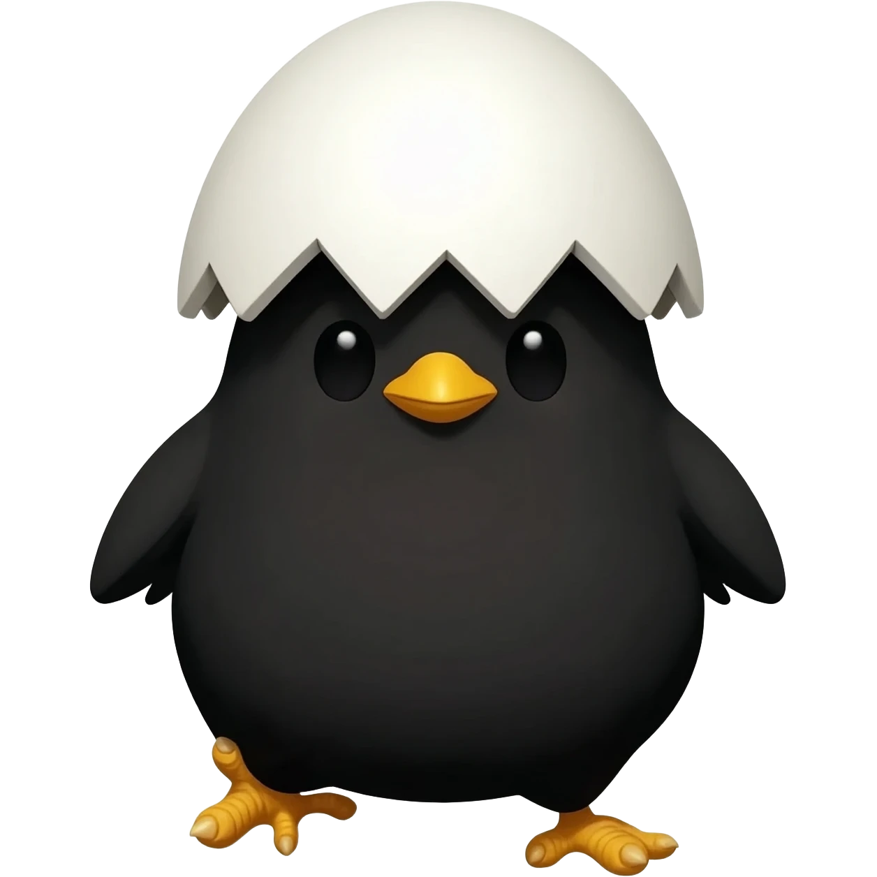 black chick with a white egg shell on the head (calimero) emoji
