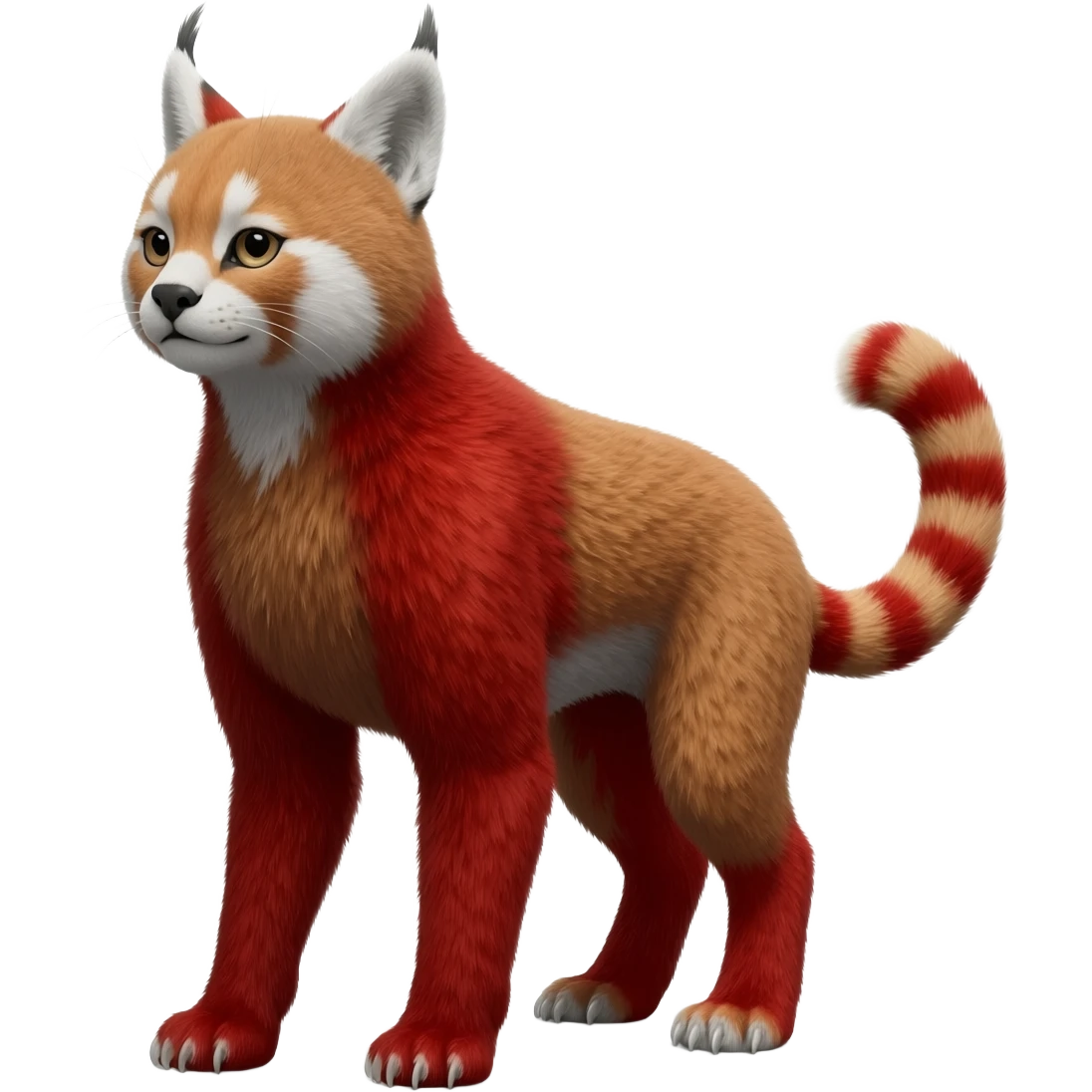Caracal-Bobcat-Gryphon-Red-Panda-fusion-hybrid-animal-creature, full body emoji