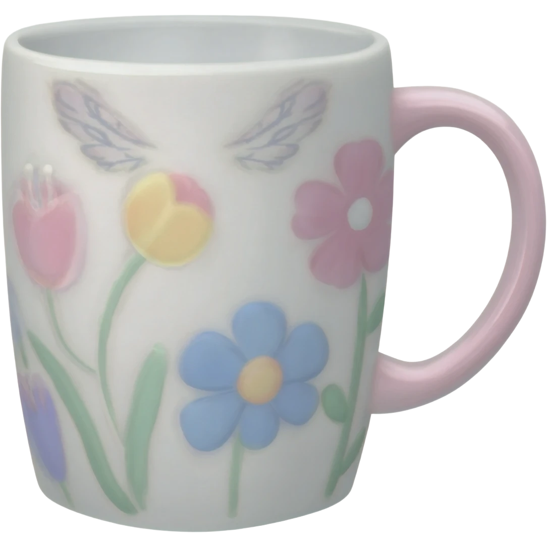Hyperrealistic 3d rendering fairycore aesthetic coffee mug emoji