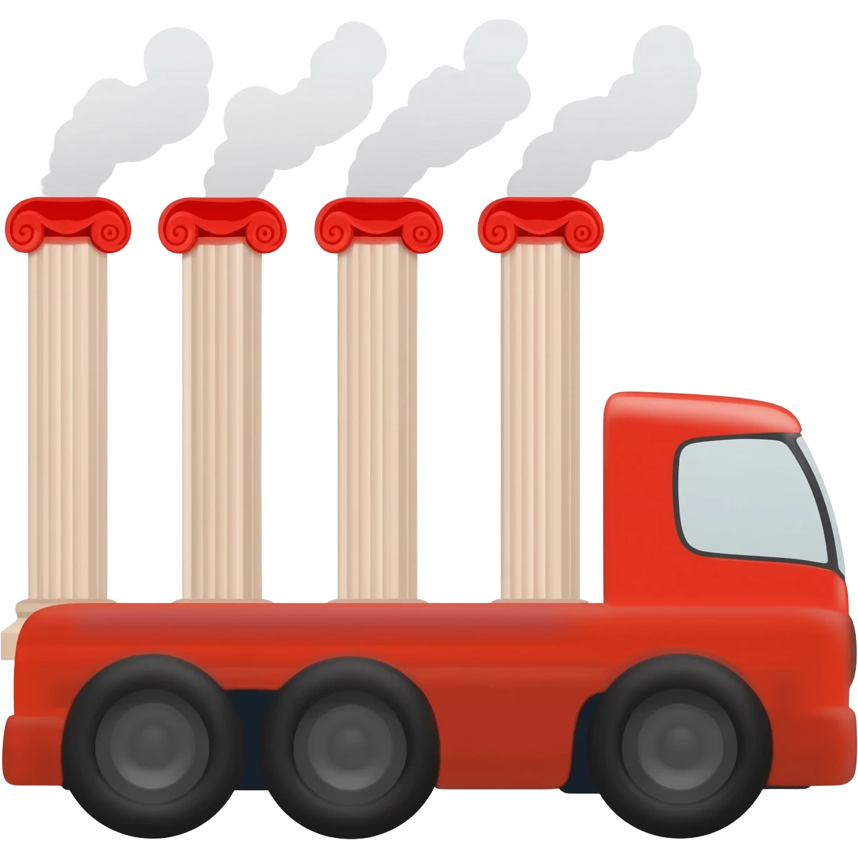 fabrica con columnas de vapor y camion emoji