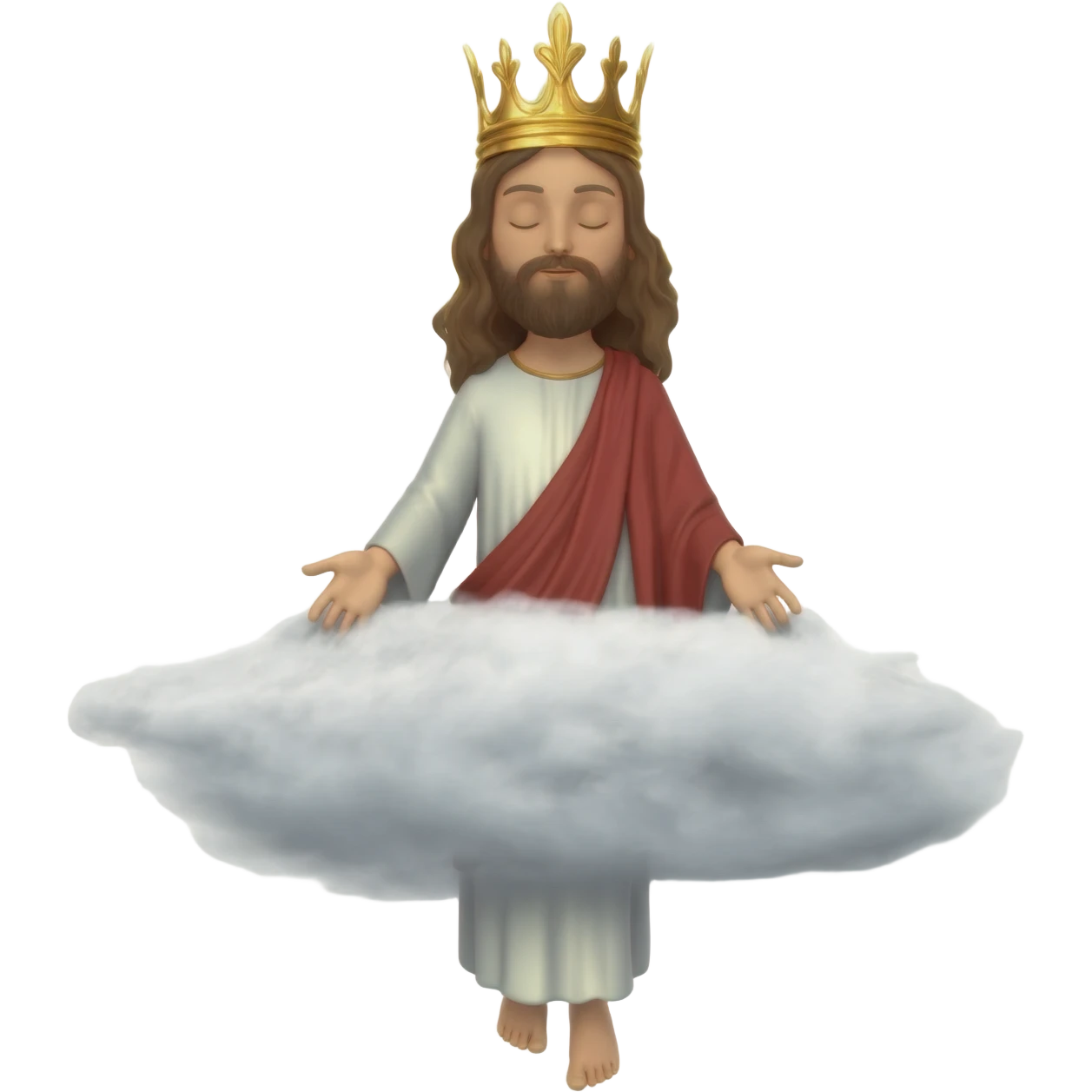 Jesus coming down on a cloud with crown on his head emoji