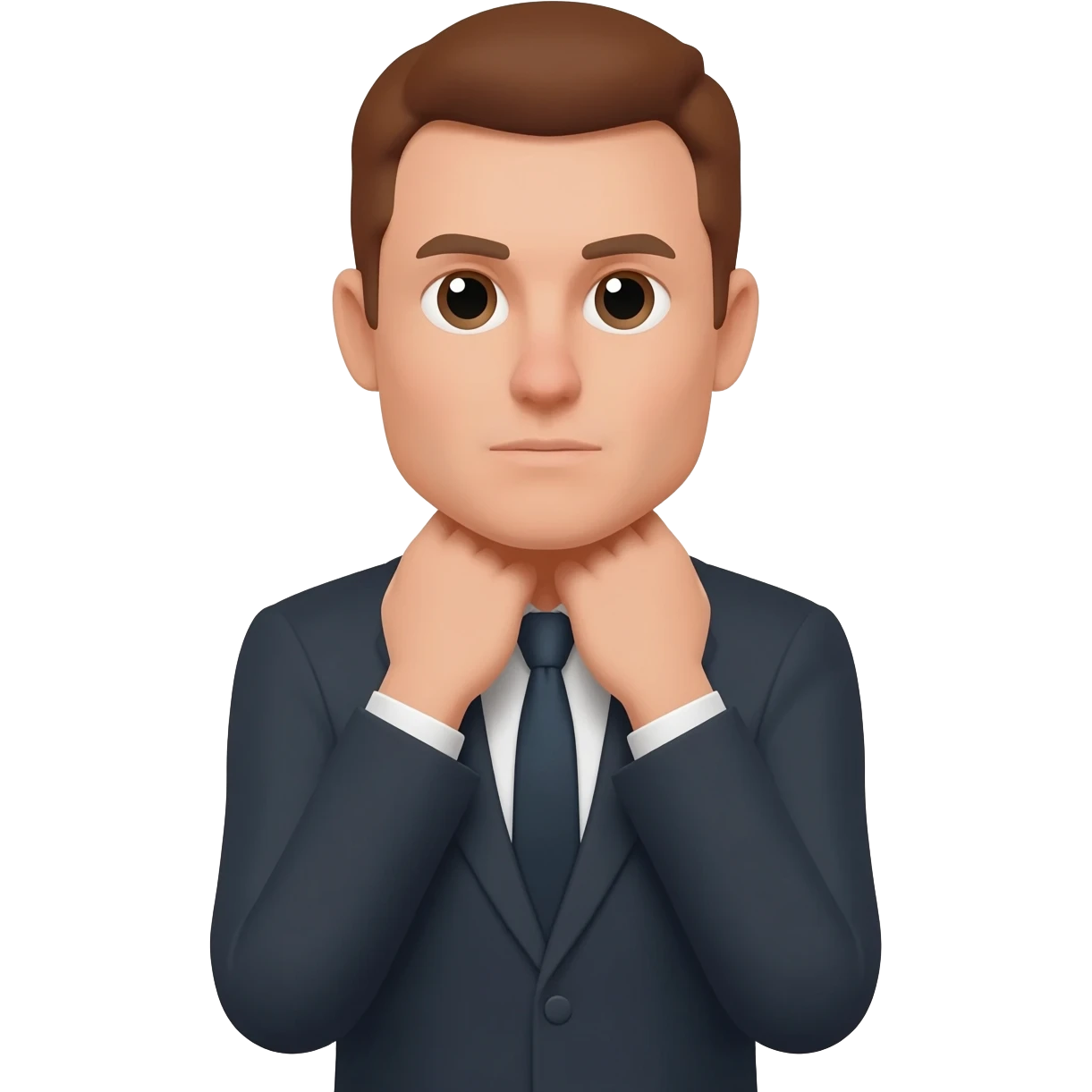 a rich person with their arms crossed and their hands holding the front of their r neck emoji