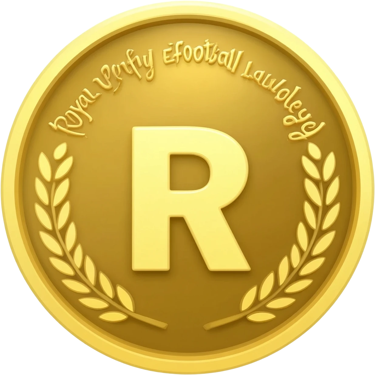 gold coin with "R with crown and  ROYAL Verify Efootball League"    level in center and minimal laurel emoji