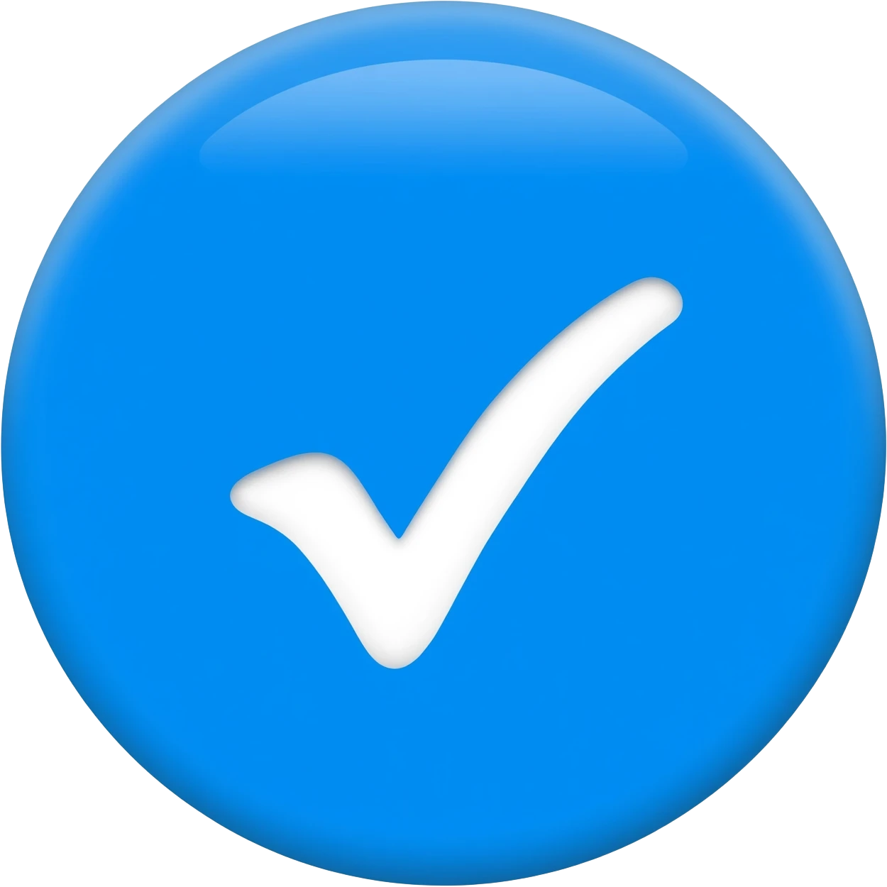 Mavi tik(tık beyaz renk. Yuvarlak olan taban mavi) emoji