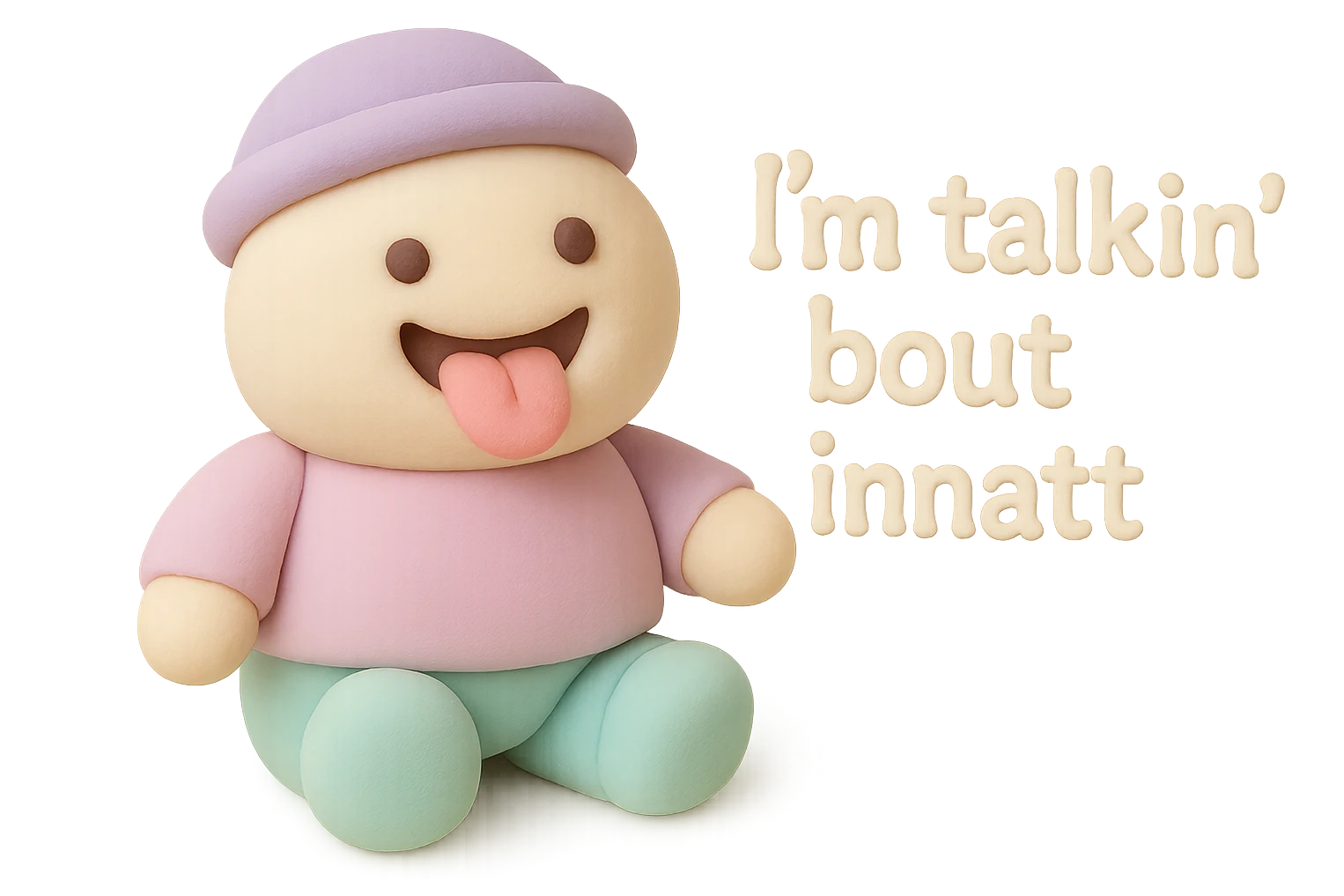 smiling with tongue sticking out
add the words  I’m talking bout innatt  emoji