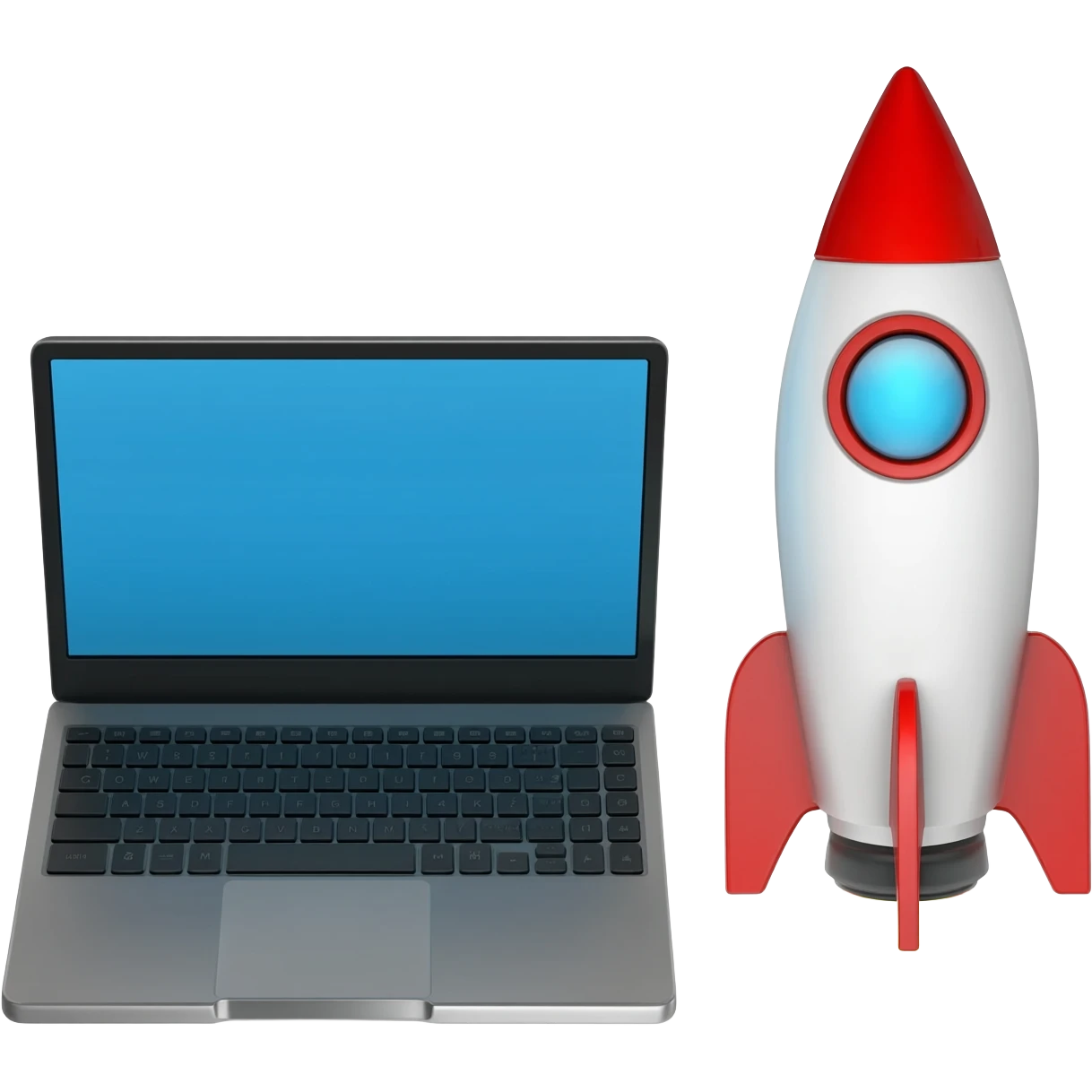 电脑旁边有一个火箭🚀，搭配组合在一起 emoji