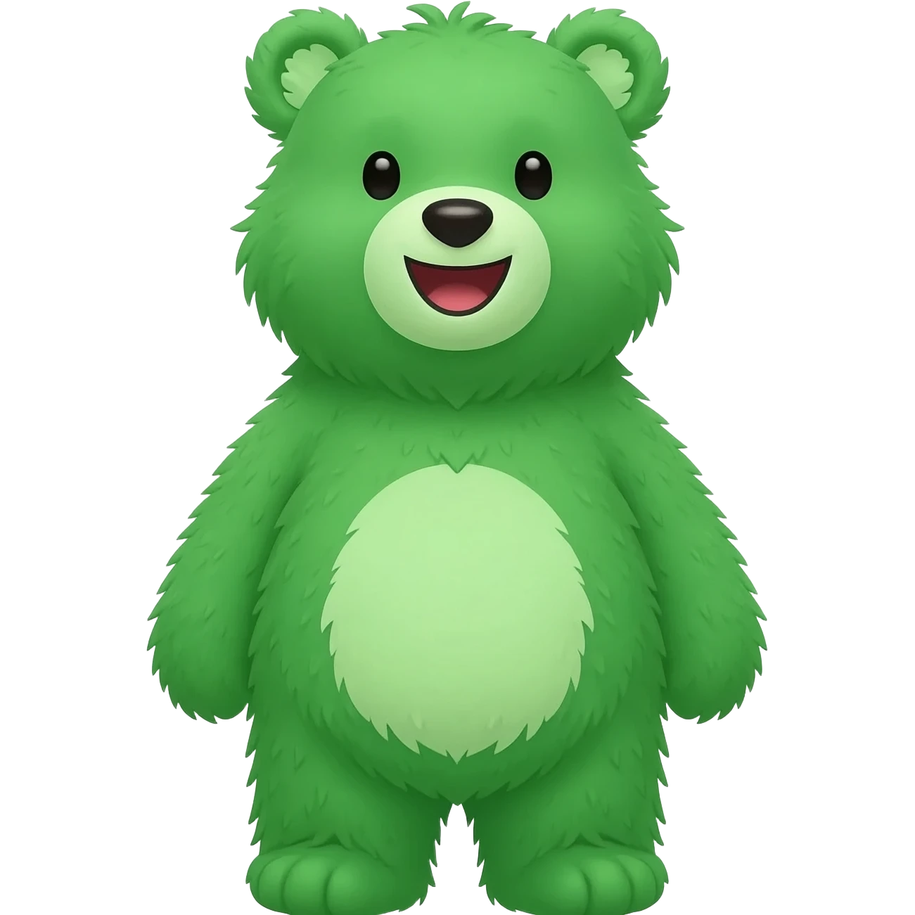 Full body light, green bear royalty, happy face, fluffy bear, sir humps a lot emoji