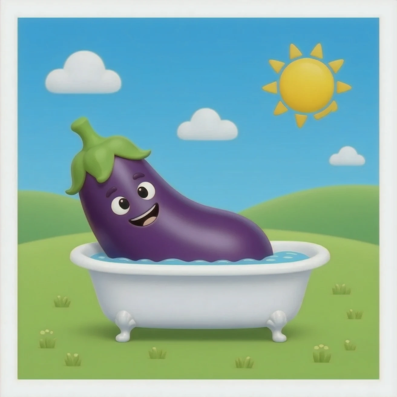 sus eggplant and drooly face mix in a bath tub emoji