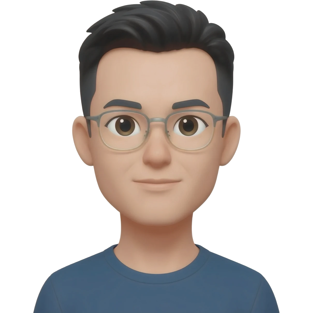 man, zwart kort haar, lichte bril, emoji