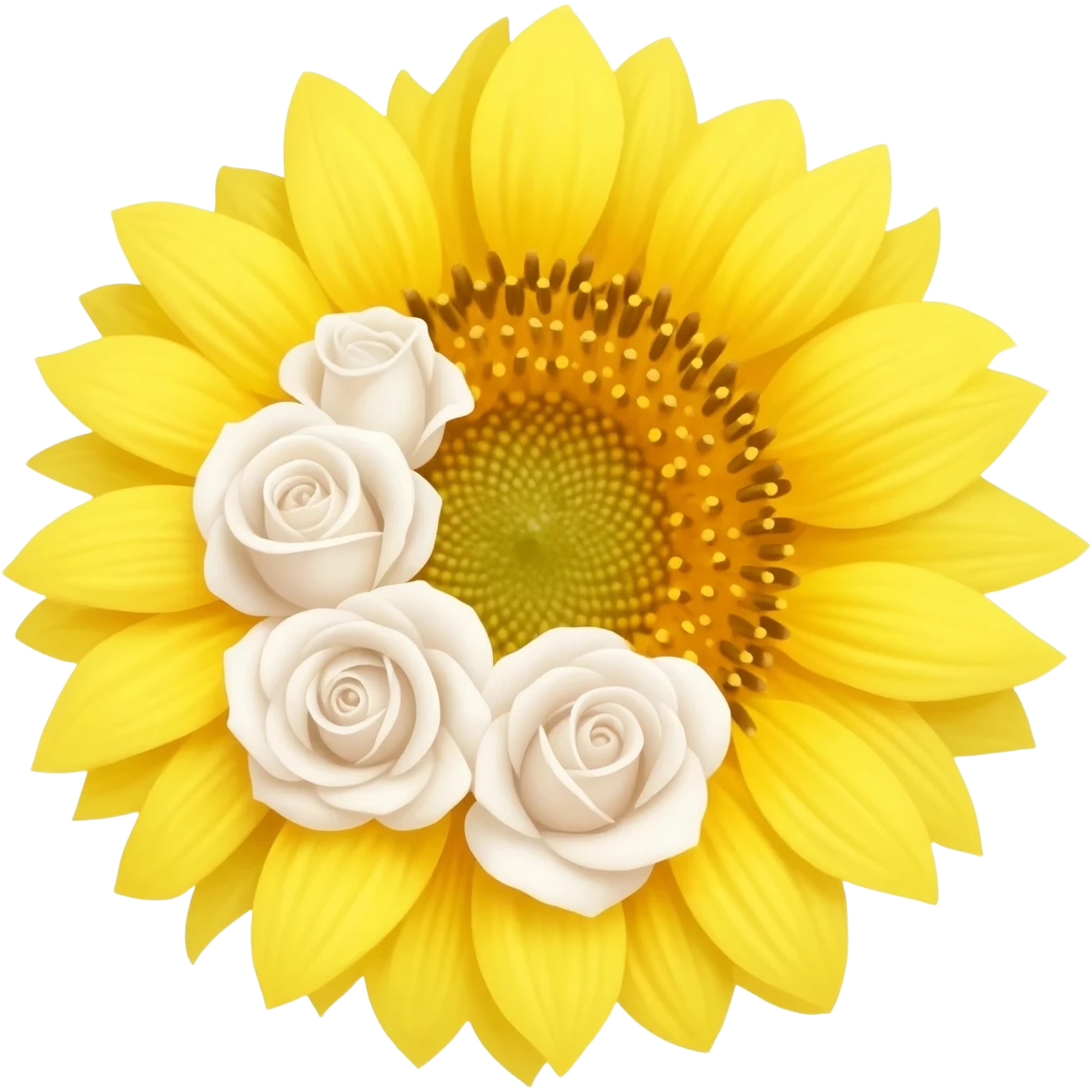 Sunflower and white roses emoji
