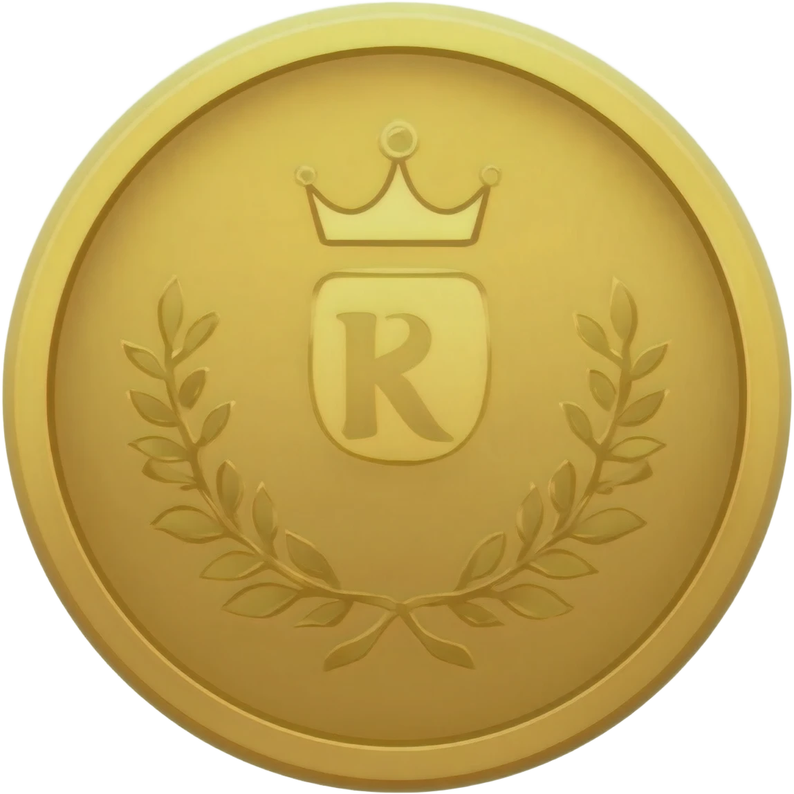 gold coin with "R with crown and  ROYAL game sticker Verify Efootball League"     level in center and minimal laurel emoji