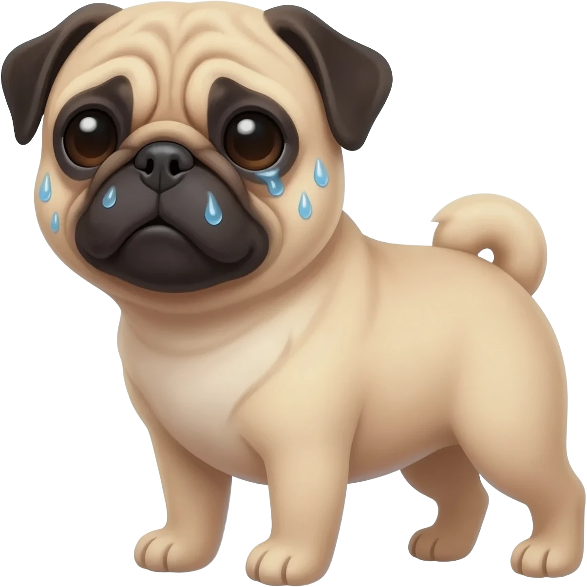 pug with cold sweat emoji