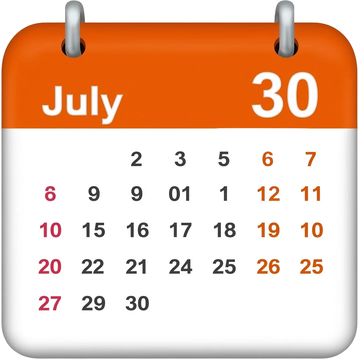 a calendar on july 30th emoji
