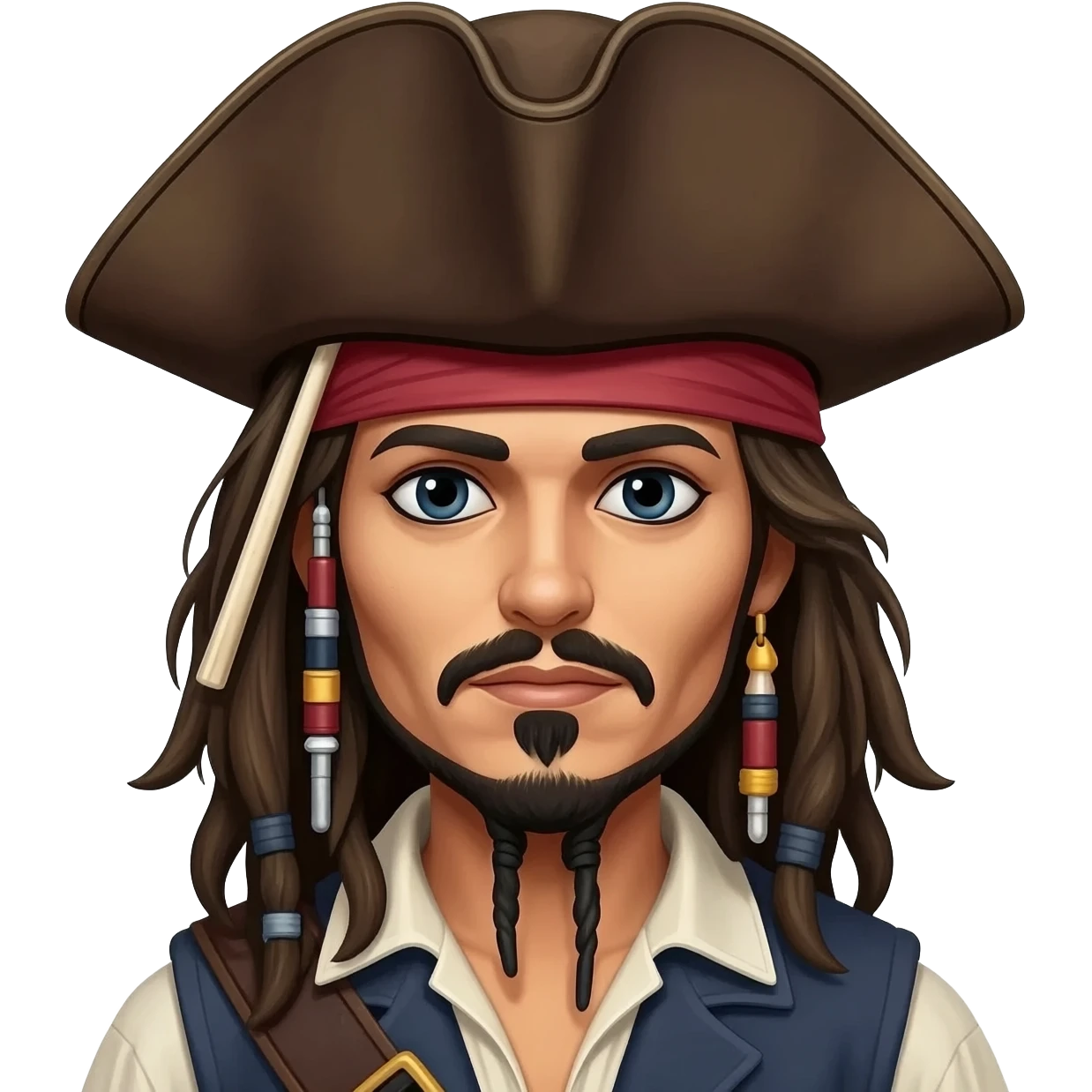 Captain jack sparrow with hat like in pirates of the Caribbean emoji
