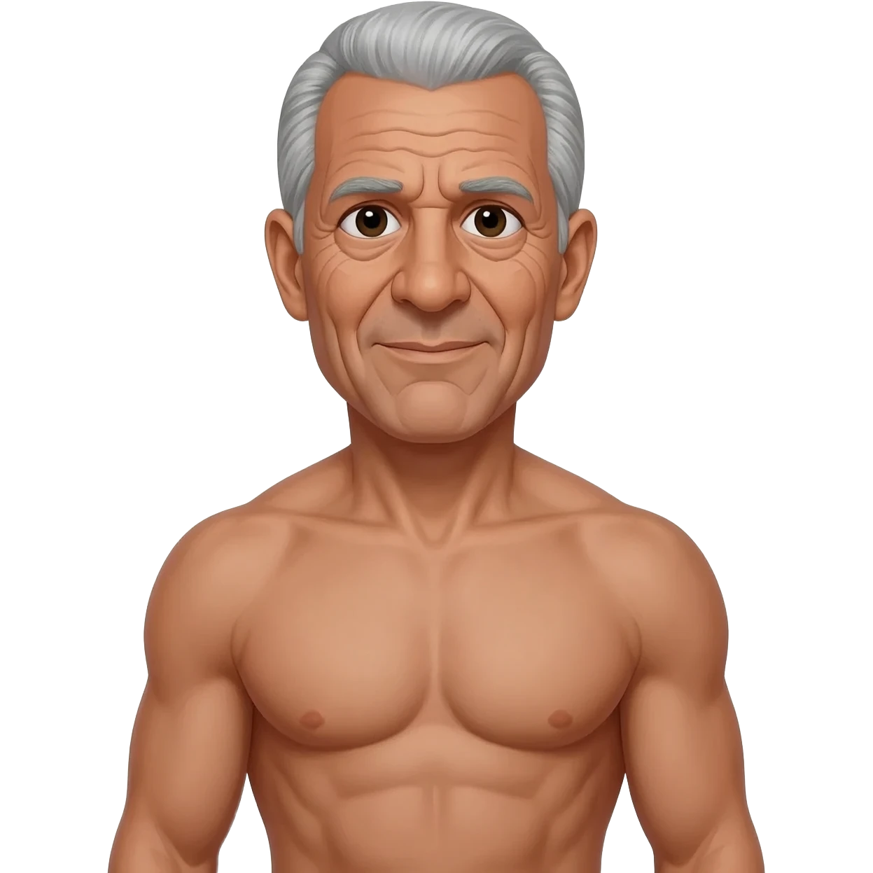 RFK Junior, u.s. health secretary, a Grey haired old man with the voice of a broken robot with a wrinkly face that's "in shape" in a realistic photo style, full body, shirtless, full body, full body emoji