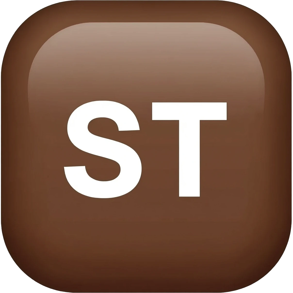 "3D premium,3D rounded-square icon in strong Deep Walnut with a beveled edge, bold serif white letter 'ST'centered, strong specular highlights, inner glow, 1024x1024, png" emoji