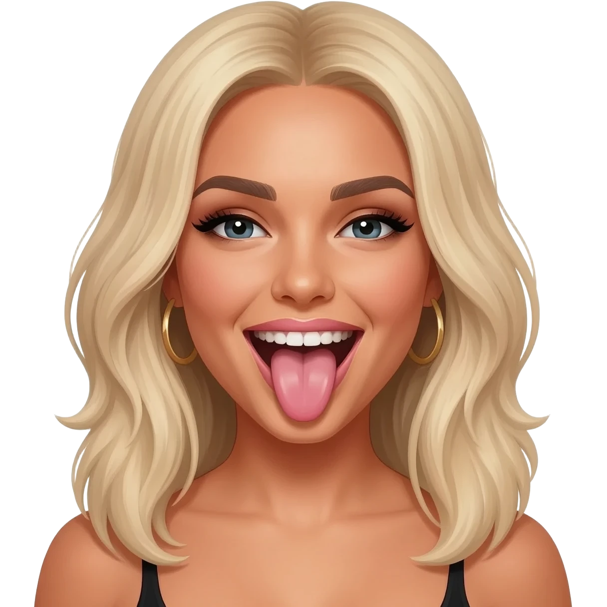 Belle Delphine mouth wide open smiling tongue out emoji