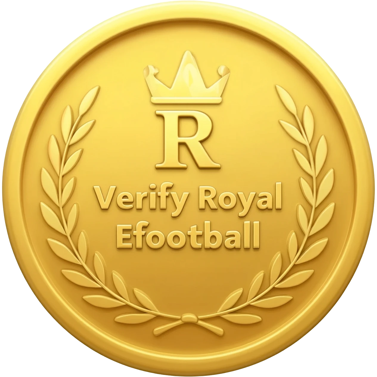 gold coin with "R with crown and Verify Royal Efootball " level in center and minimal laurel emoji