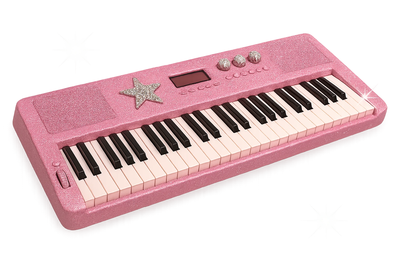 pink kpop idol stage keyboard, sparkly and fashionable emoji