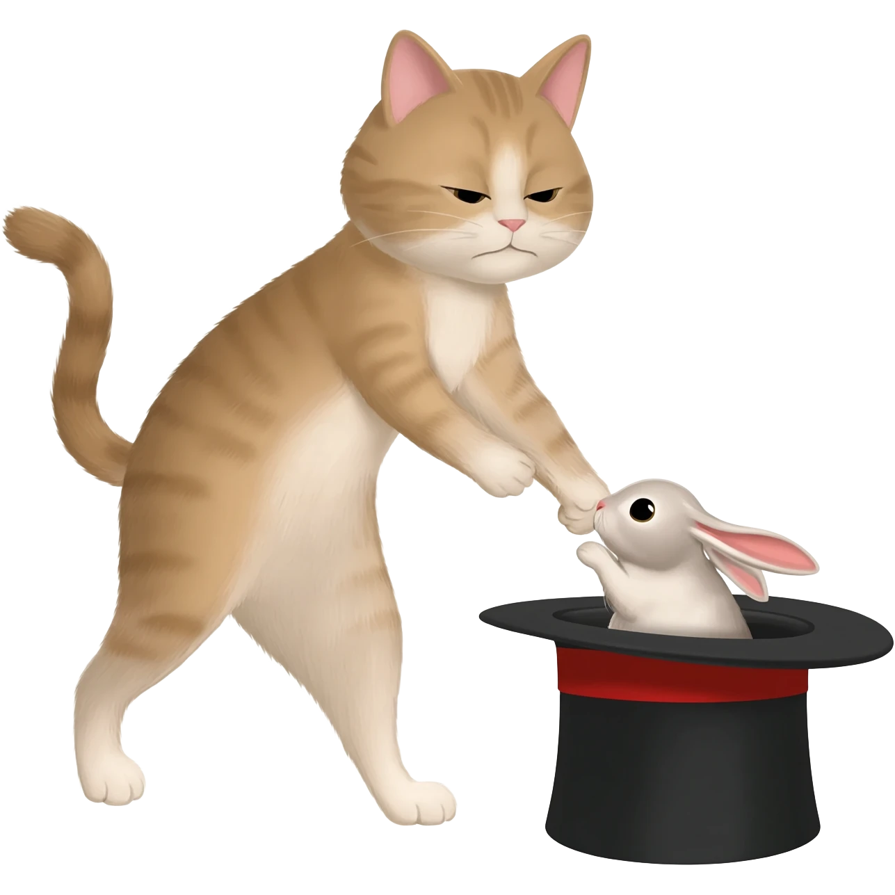 A cat pulling a rabbit out of a hat emoji