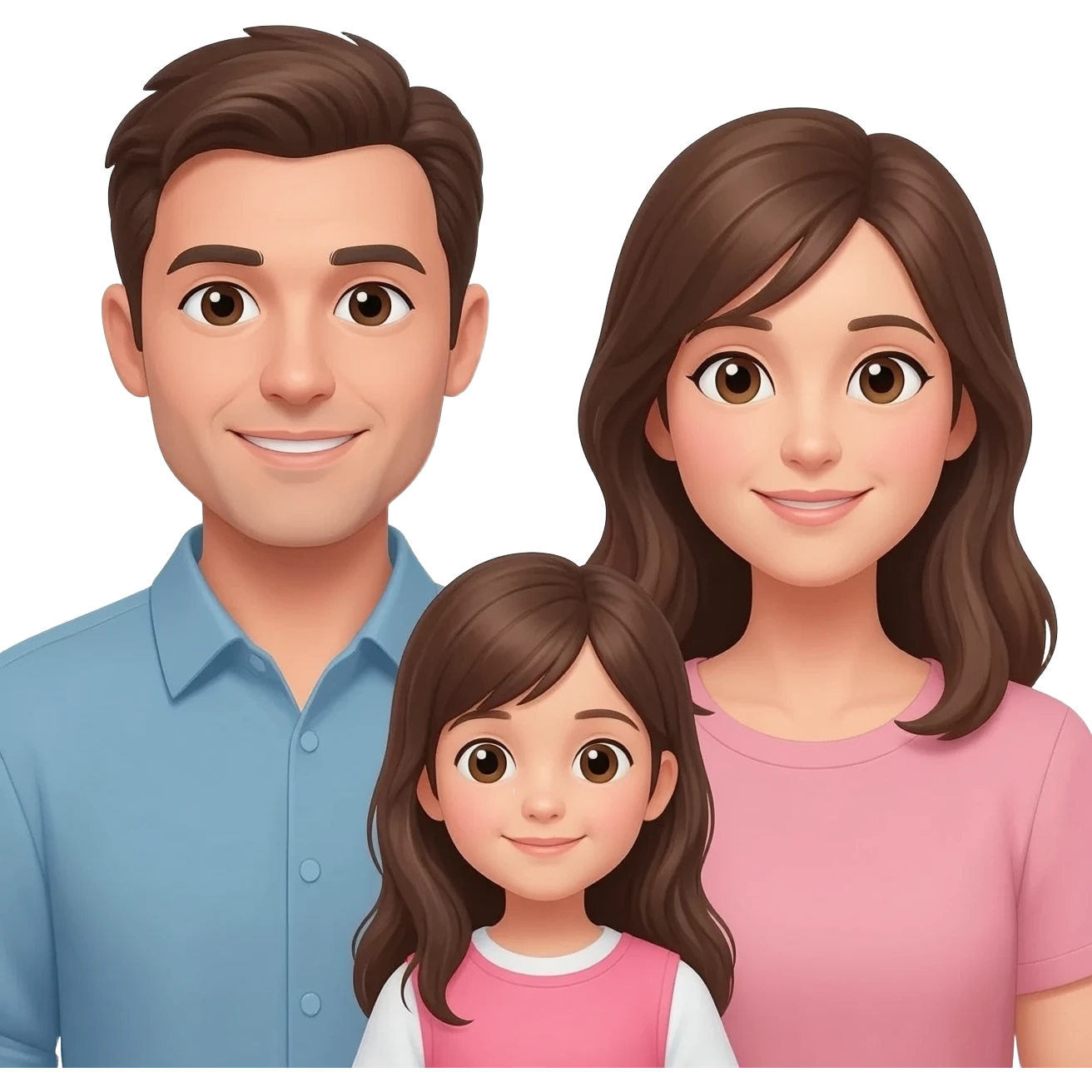 Papa mama and me family of 3 I am a girl height taller than my mum brown hair me emoji