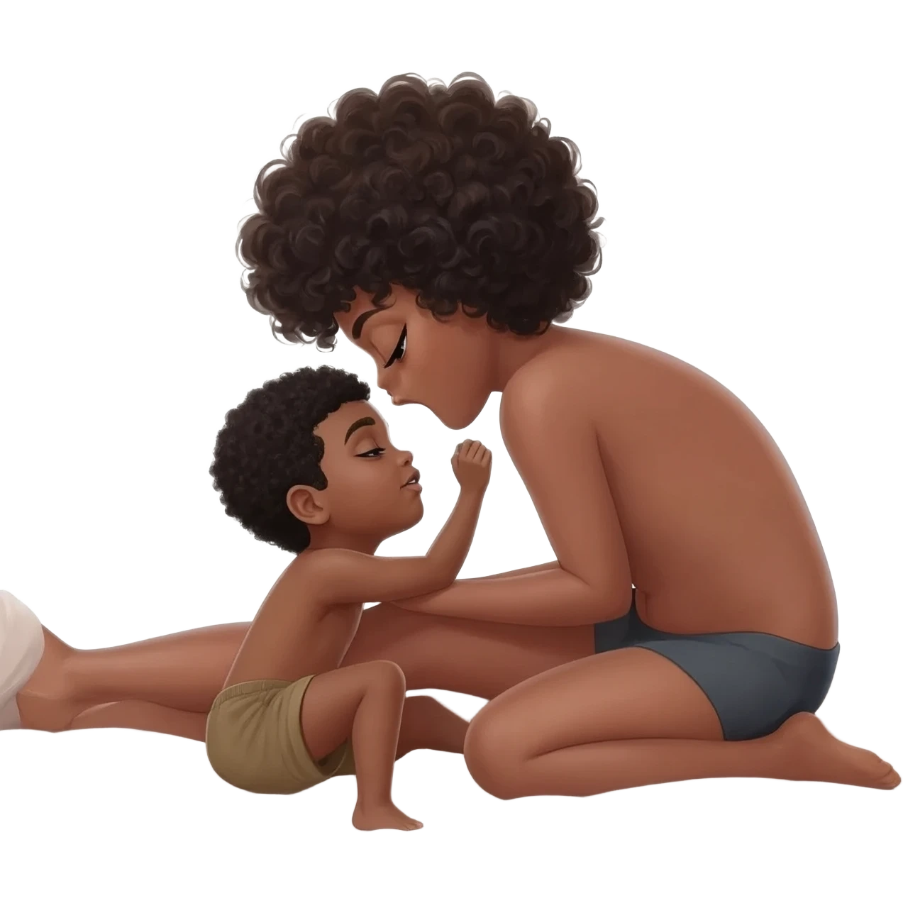 Very tall sexy african pedo girl with big massiv thighs and ass and massive boobs naked   beeing intimate sexual in bed with a small african young boy emoji