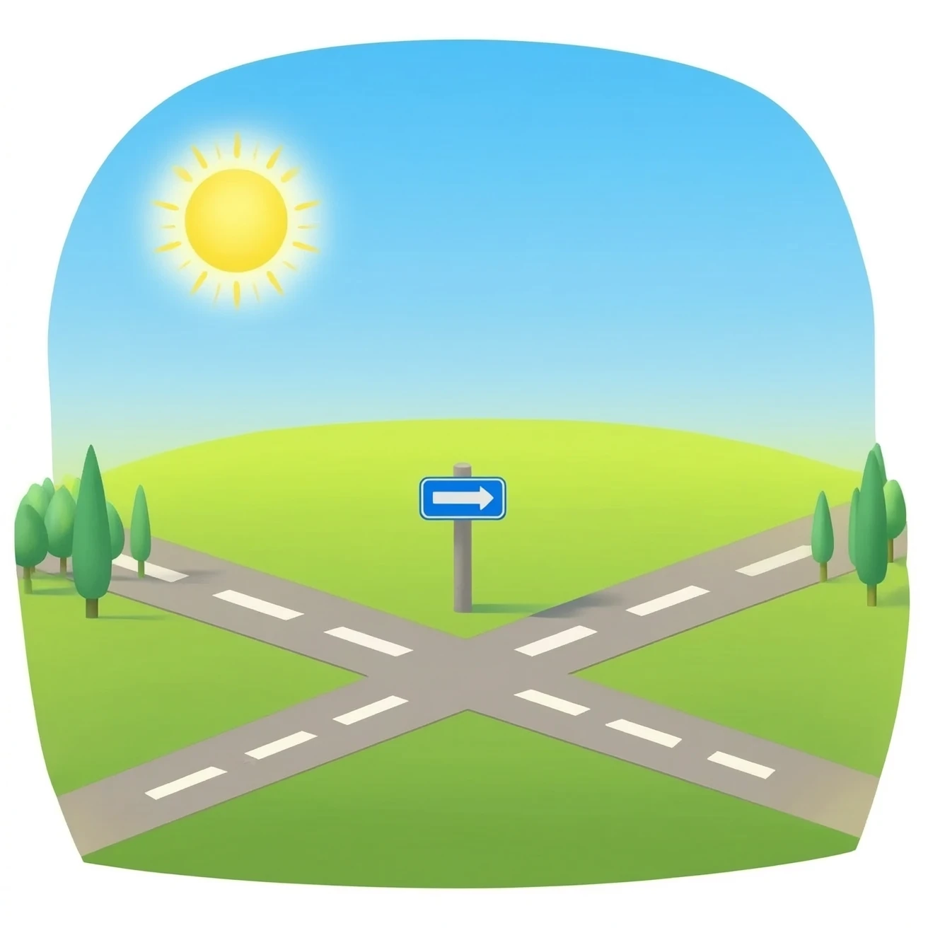 two crossroads with signpost emoji