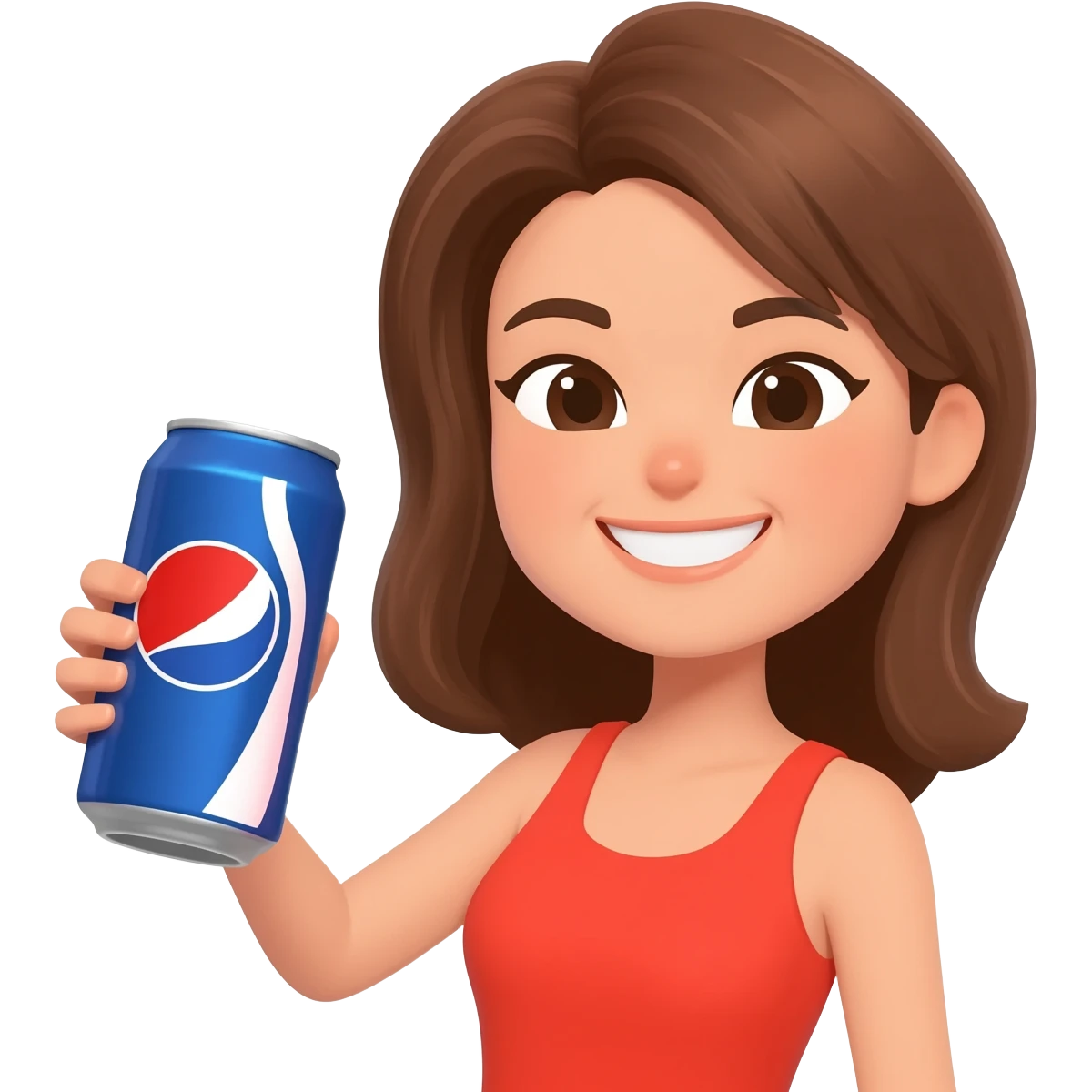 woman smiling drinking can of soda emoji