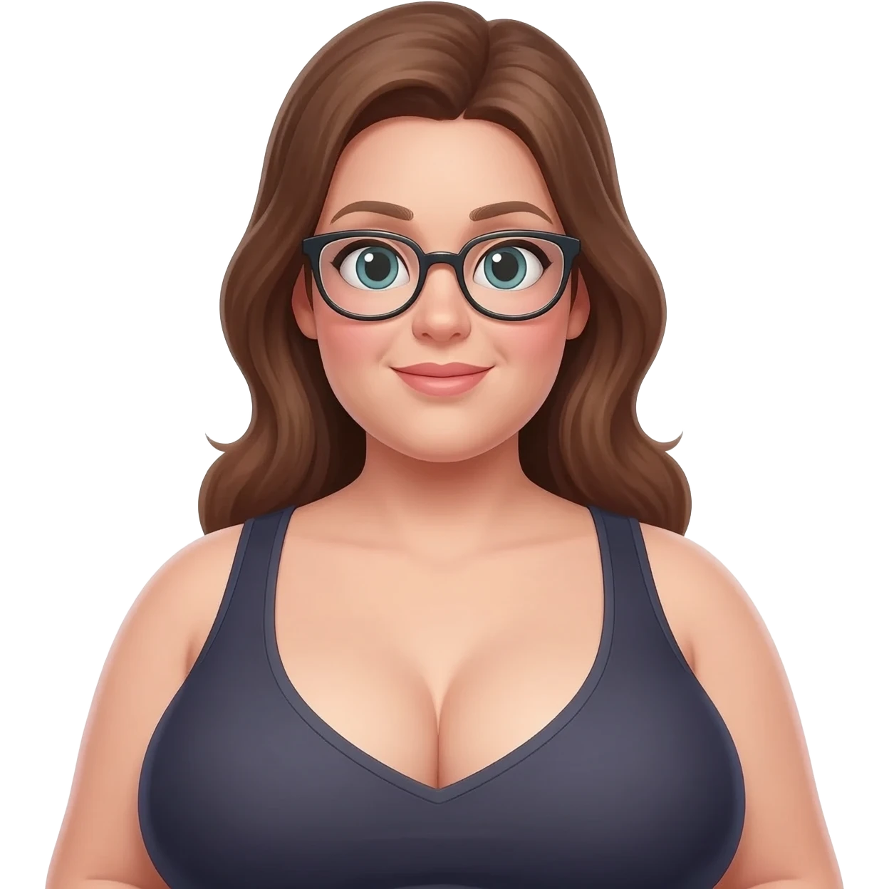Thick girl with big tits and brown hair and vagina With glasses emoji
