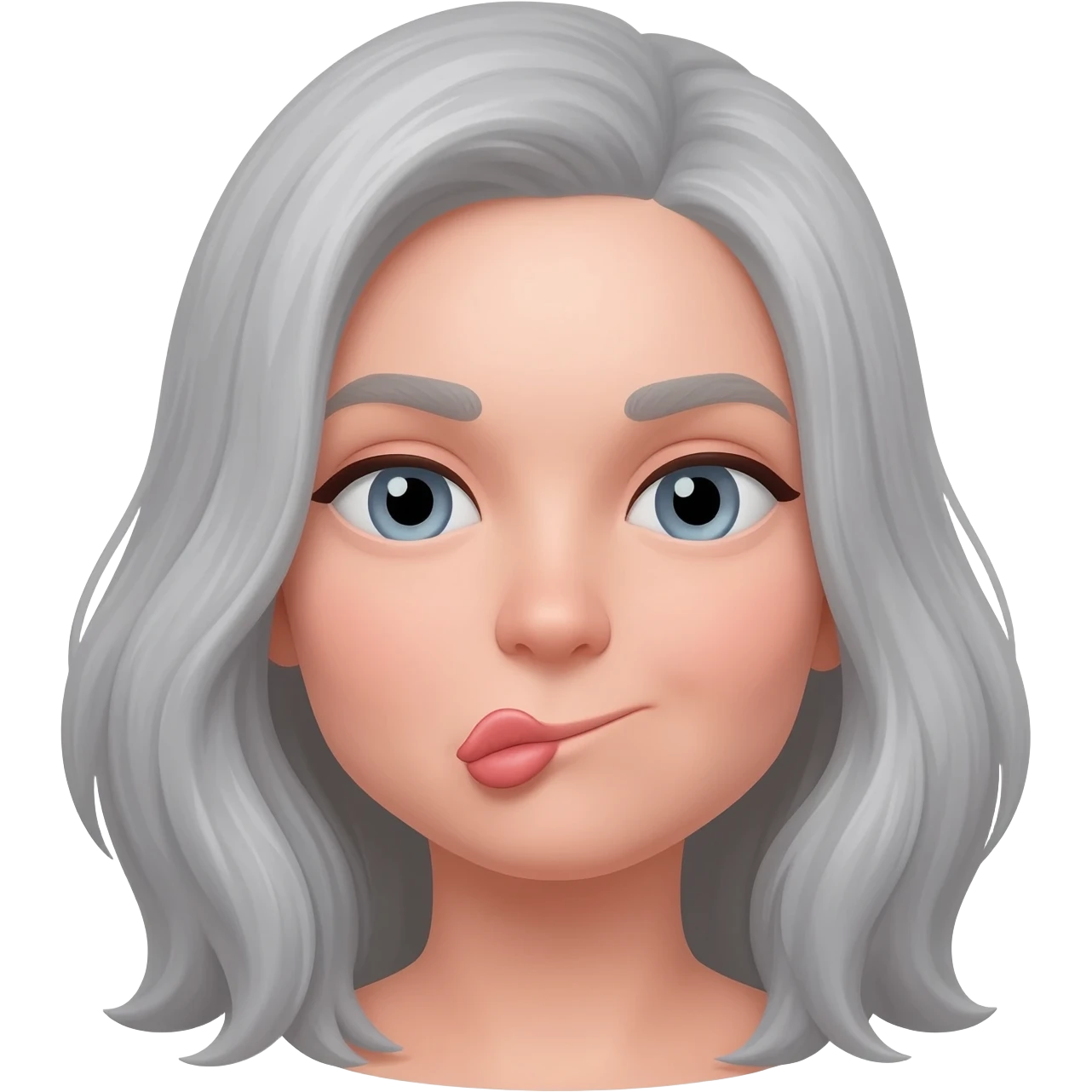 Female medium length grey hair grey blue eyes smacking herself saying Oy Vey! emoji