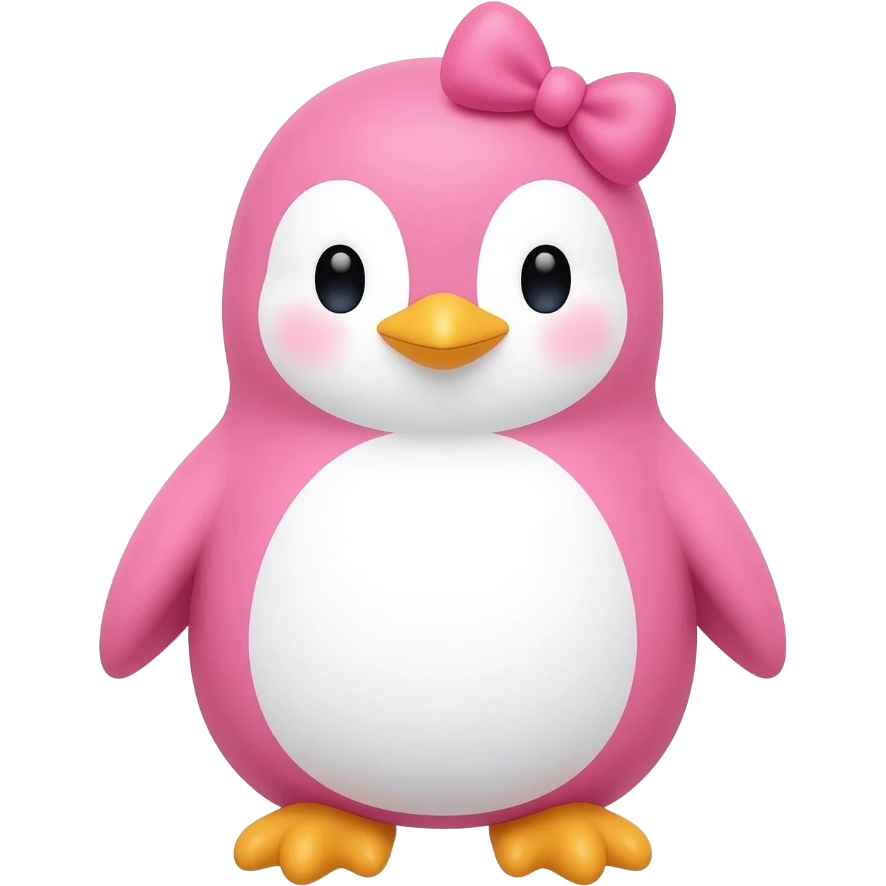 Cute pink penguin with a small pink bow on its head emoji