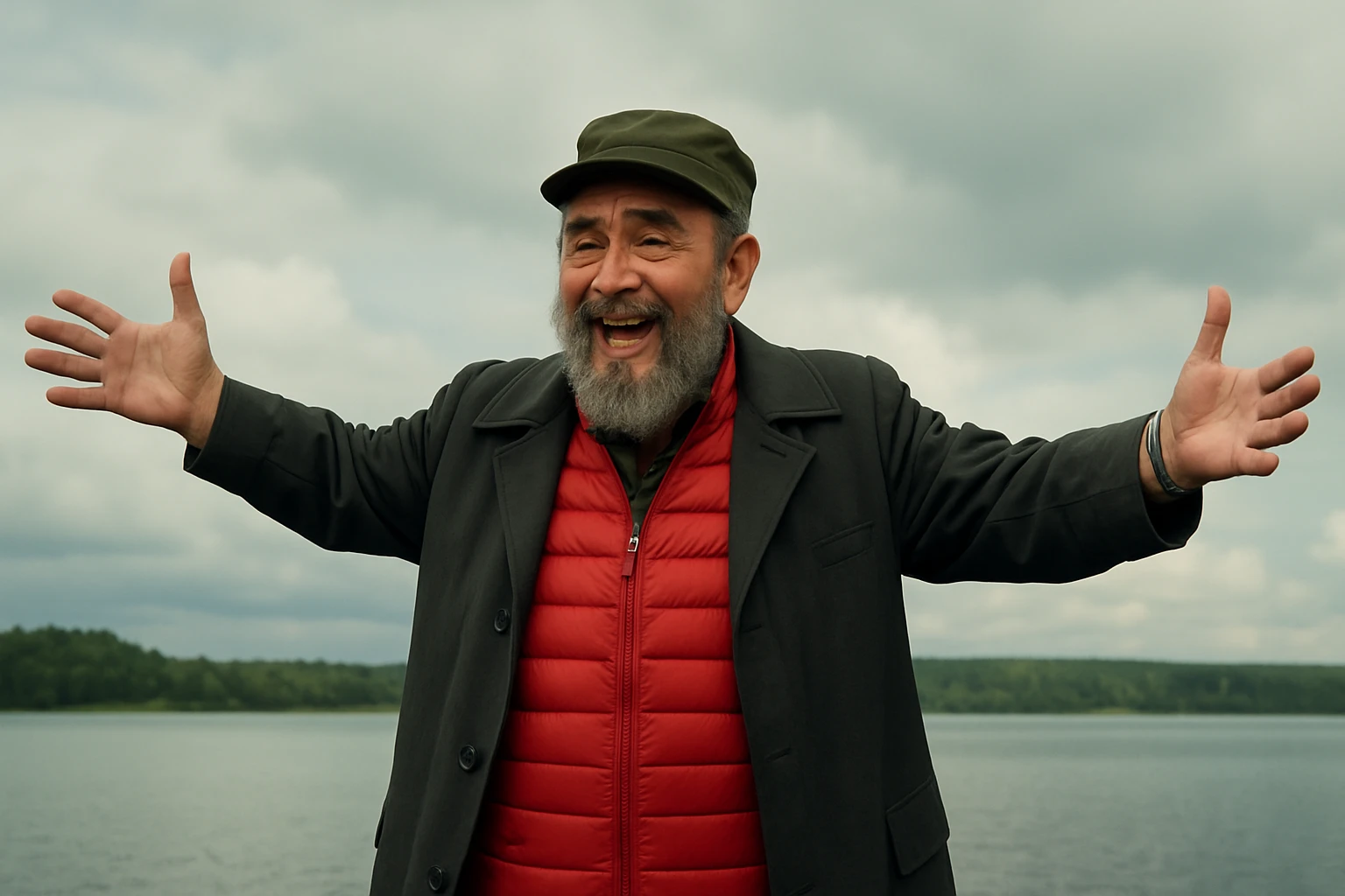 Сгенерируй мне в такой же позе и в такой же одежде фидель кастро emoji