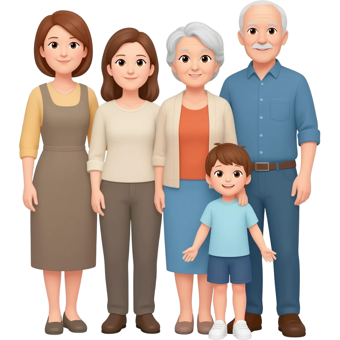 White family grandparents parends and children emoji