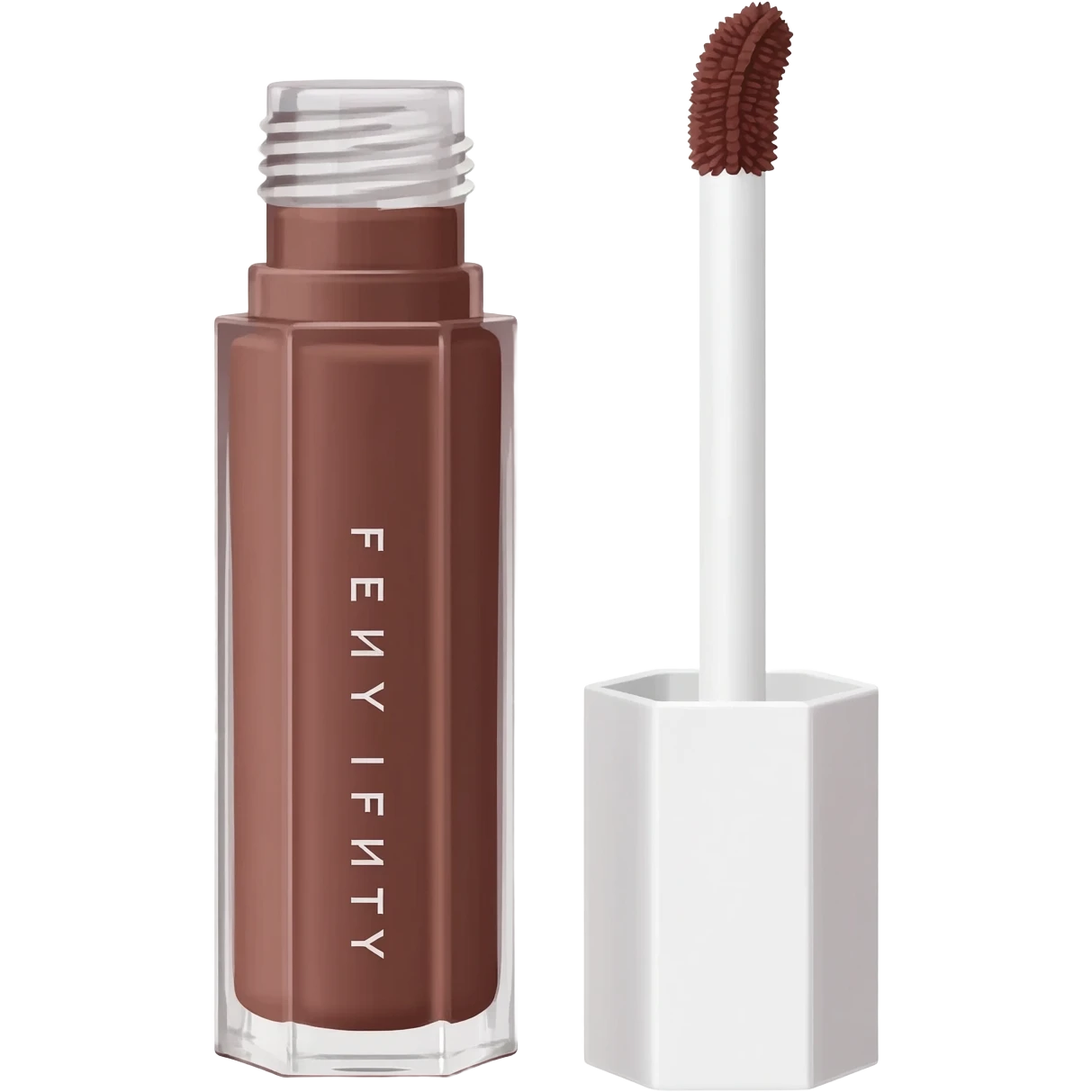 Fenty lipgloss brown and white emoji