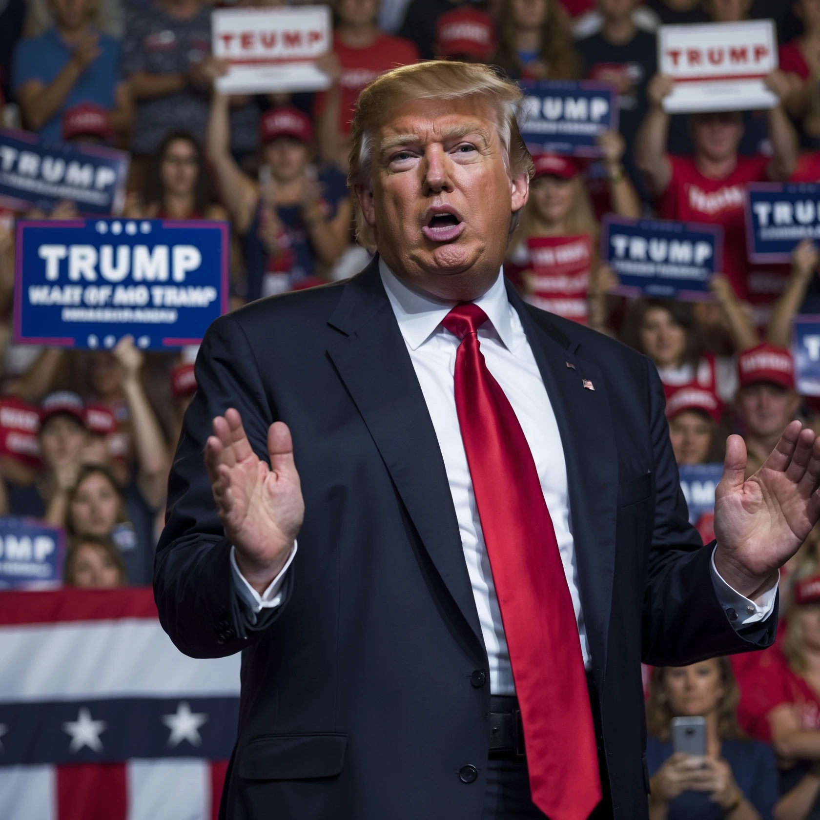 Donald Trump speaking at a rally emoji