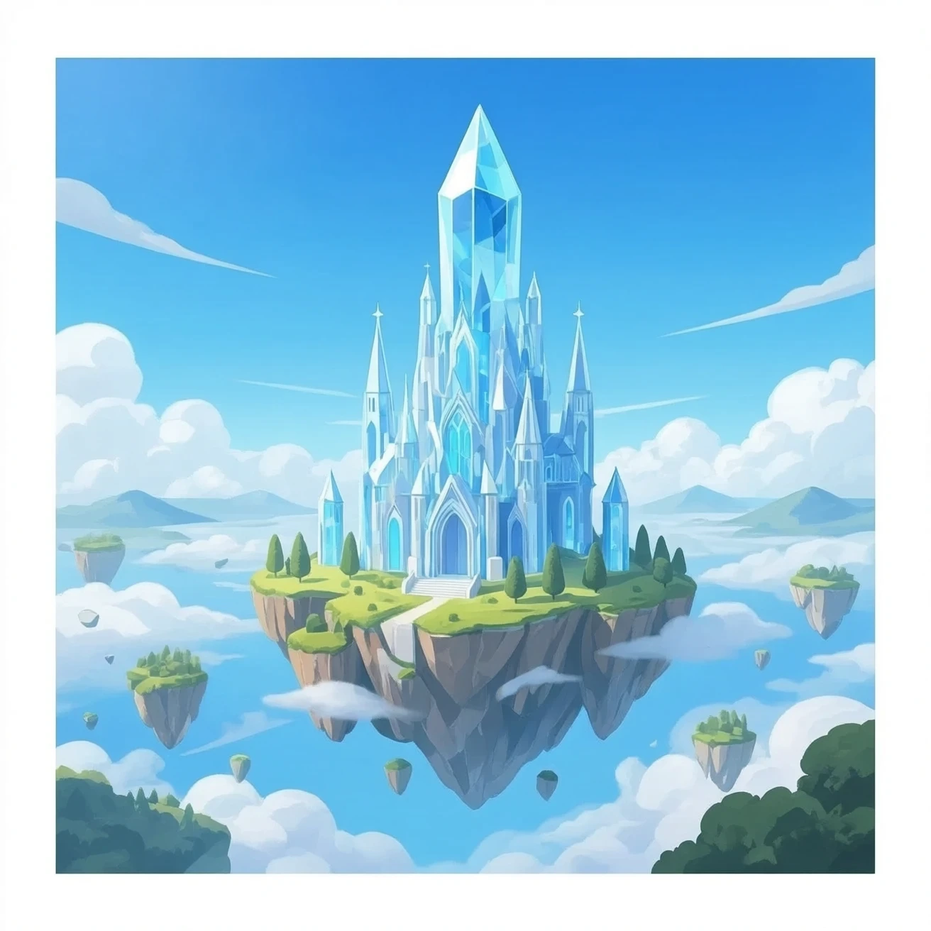 7. floating crystal cathedral forming from light fragments emoji