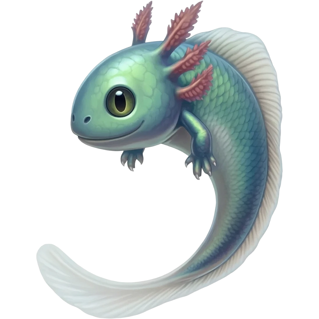 Scaly shimmering shiny Tadpole-Axolotl-Cat-Fish-hanimal-hybrid-creature emoji