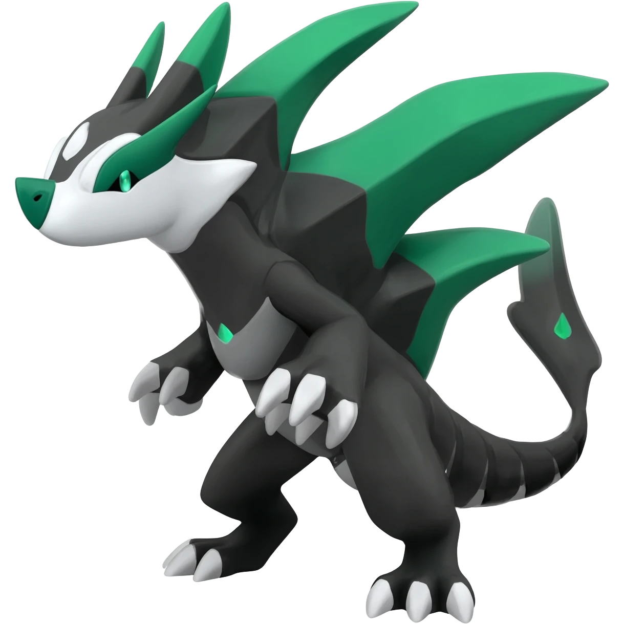 Shiny Black Grey White and Dark-Green Trico-Nargacuga-Silvally-Absol-fusion emoji