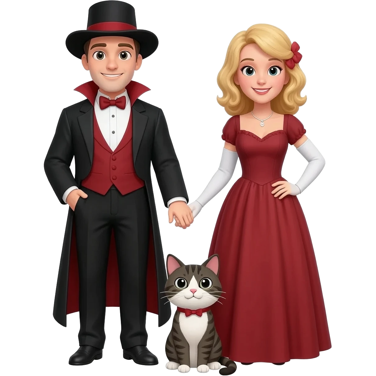 magician couple and their pet cat emoji